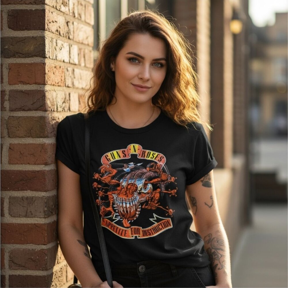Guns N’ Roses ✦ Appetite For Destruction Tee ✦ Black Cotton Graphic Band Shirt S